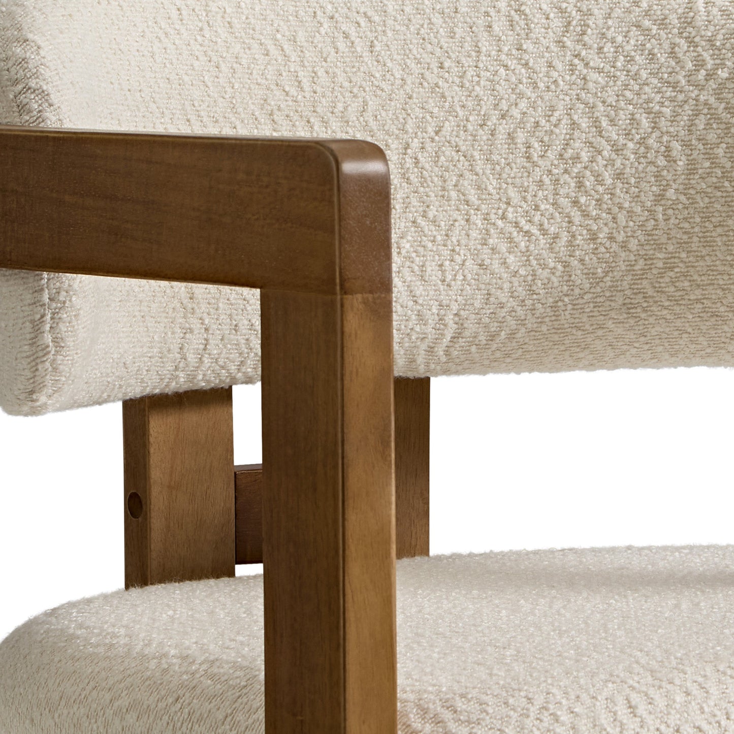 Elle Boucle Dining Chairs Set of 2, Walnut/Black