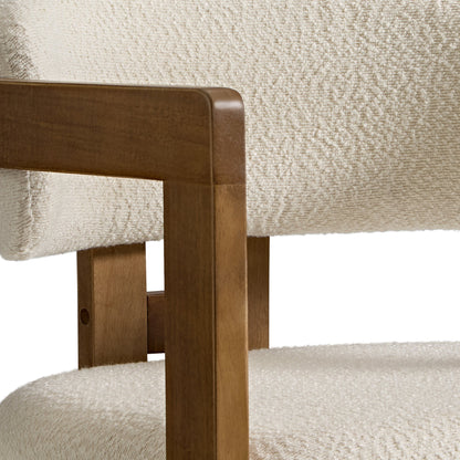 Elle Boucle Dining Chairs Set of 2, Walnut/Black