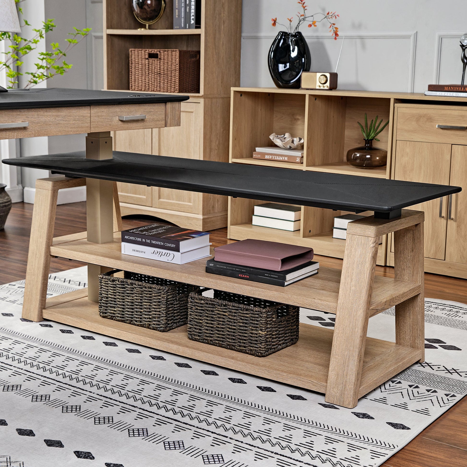 Eureka Ark EX 60'' L Shape Executive Standing Desk with Storage Shelf