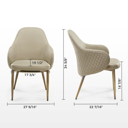 Acalay, Upholstered Dining Arm Chairs Set of 2, Beige Dimension Drawing