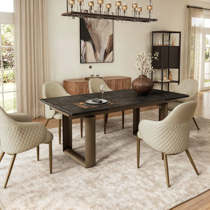 Acalay, Upholstered Dining Arm Chairs Set of 2, Beige Scene Diagram