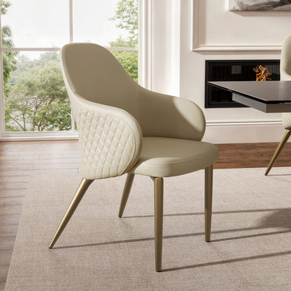 Acalay, Upholstered Dining Arm Chairs Set of 2, Beige Scene Diagram