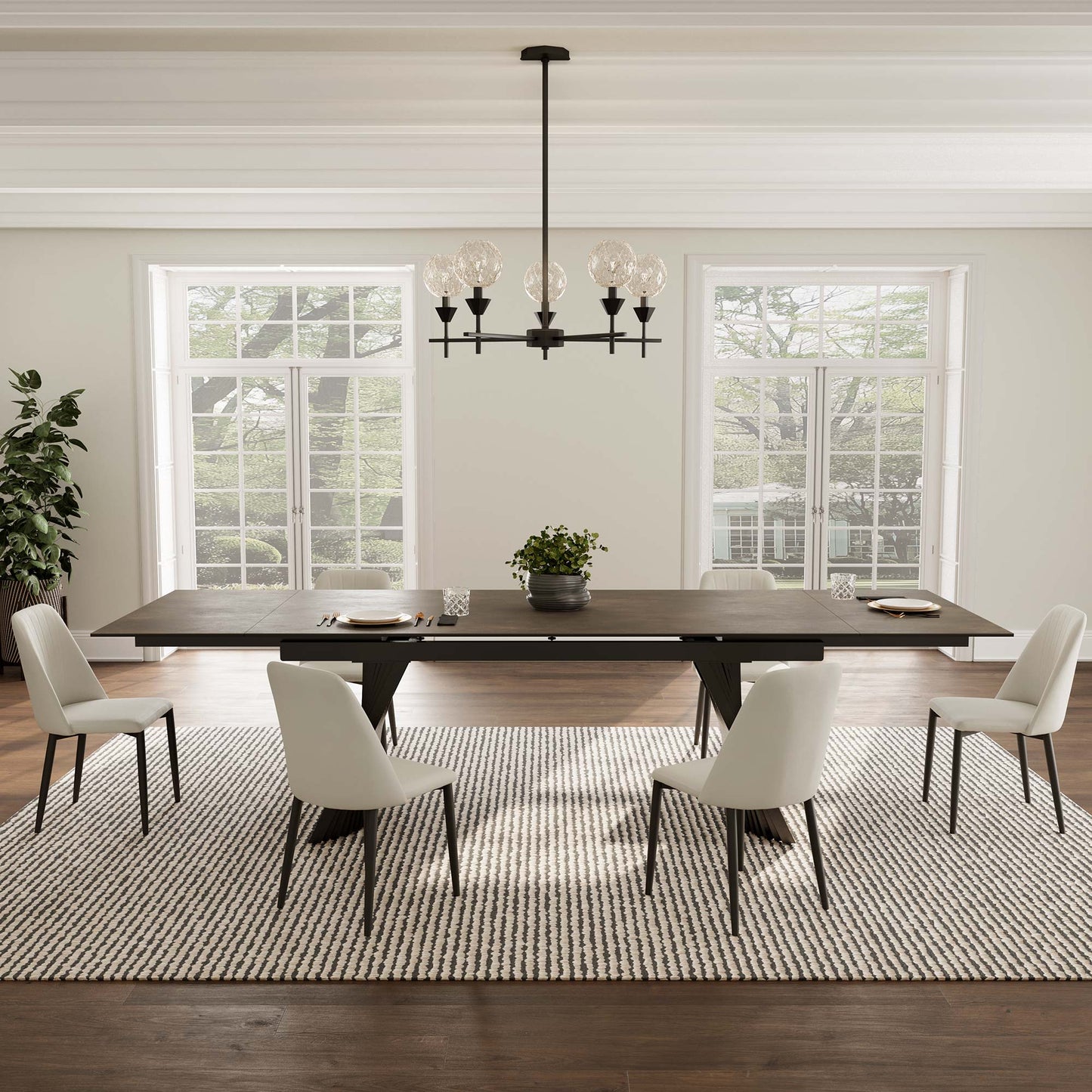 Charlotte, 90“-130” Extendable Dining Table Scene Diagram