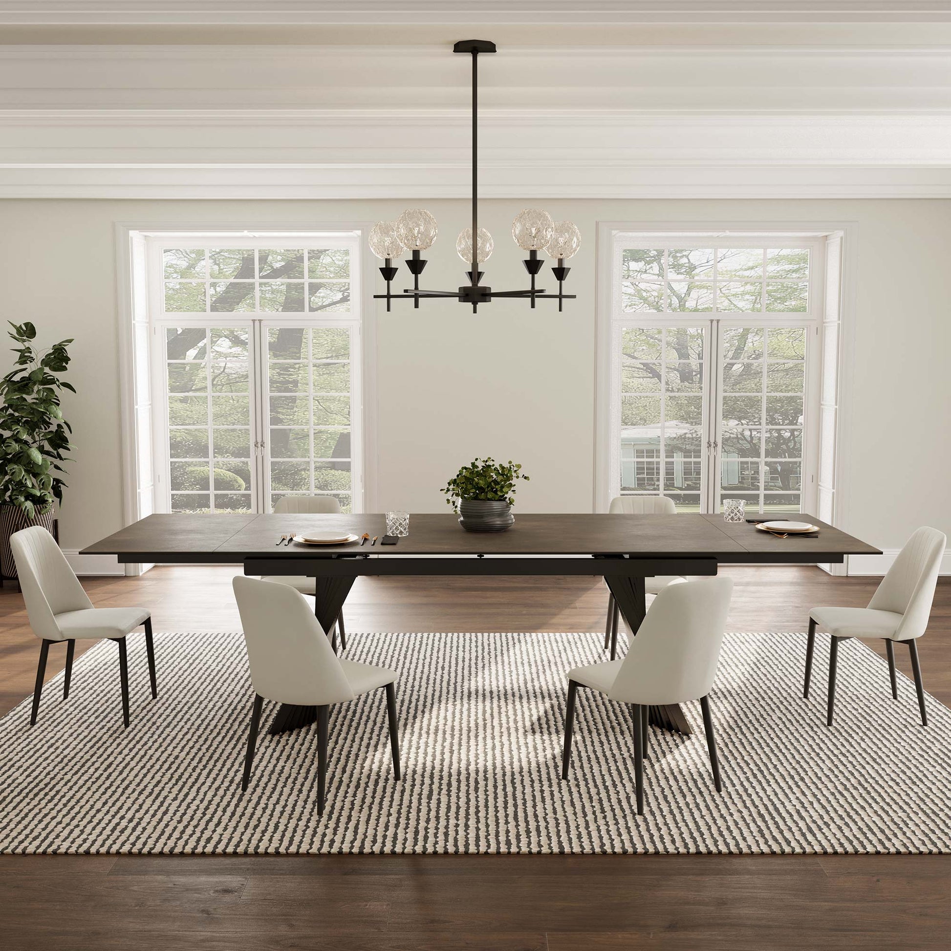 Charlotte, 90“-130” Extendable Dining Table Scene Diagram