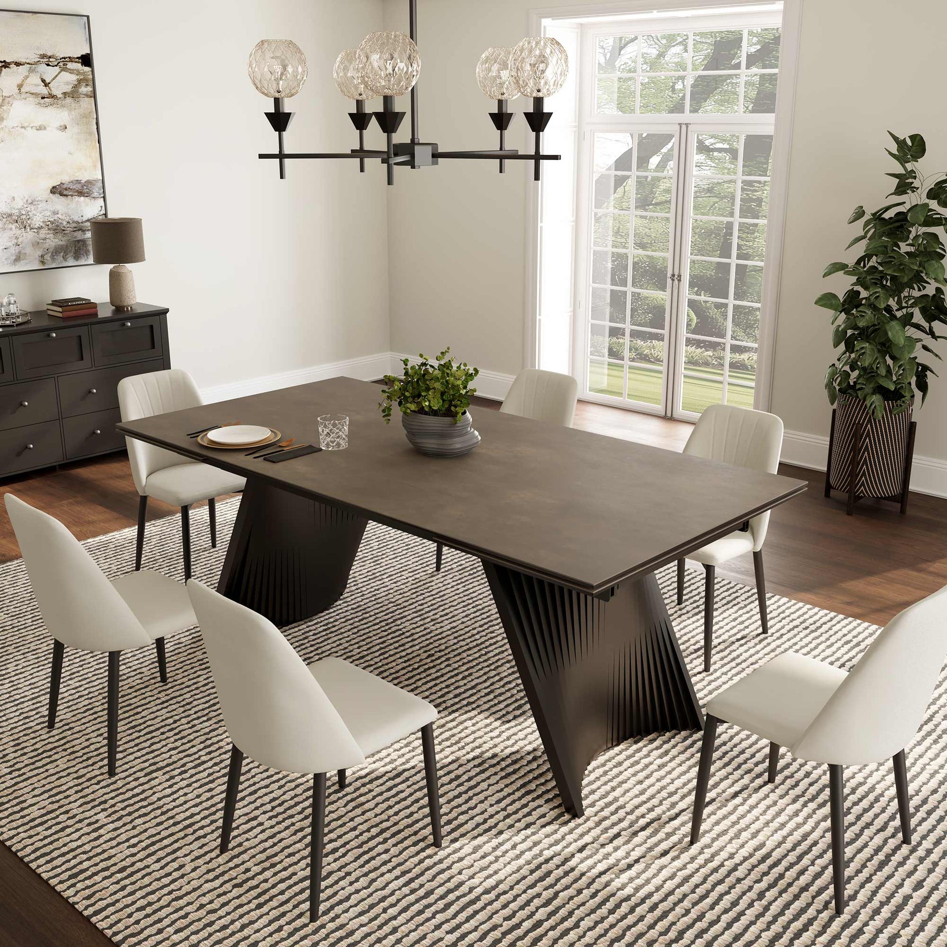 Charlotte, 90“-130” Extendable Dining Table Scene Diagram