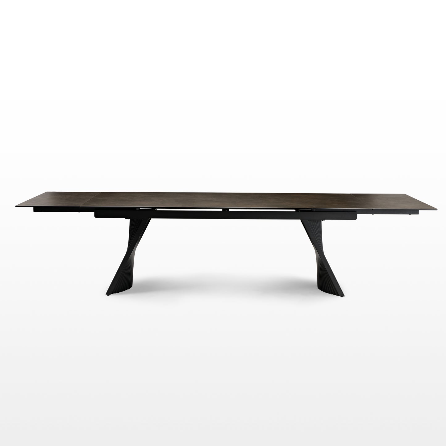 Charlotte, 90“-130” Extendable Dining Table Expanded State White Background Image