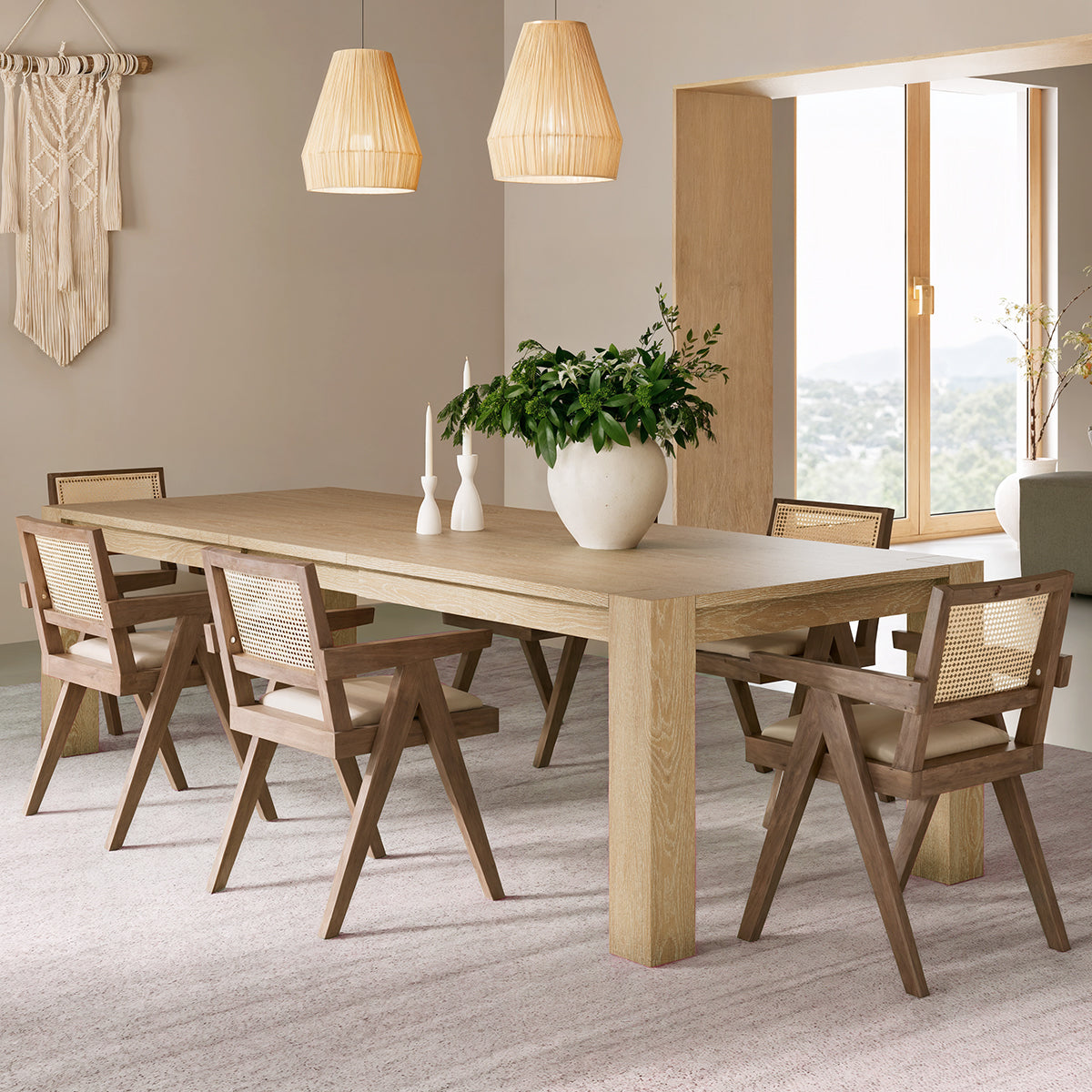 Edora, 70.9"-92.5" Extendable Kitchen Dining Table Scene Diagram