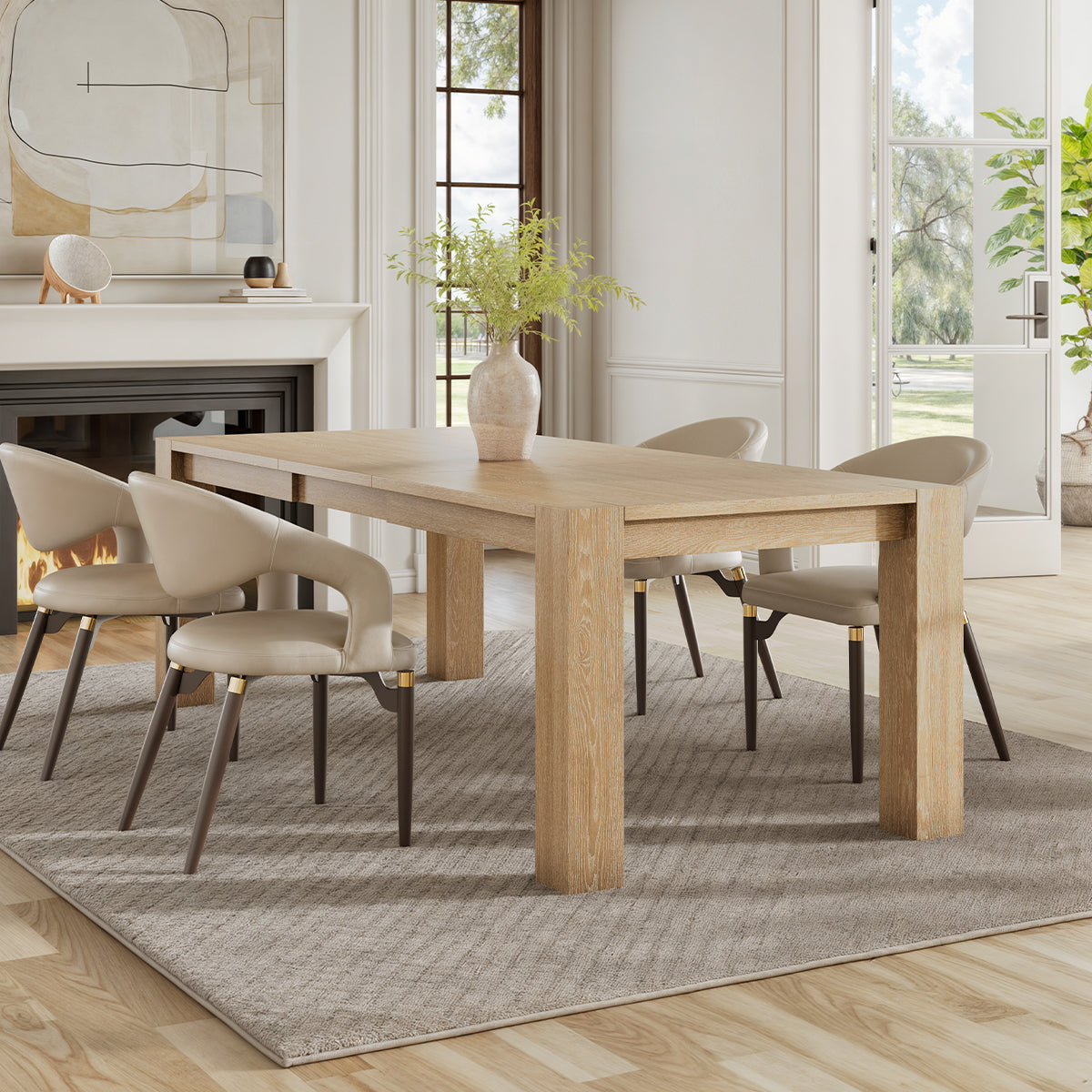 Edora, 70.9"-92.5" Extendable Kitchen Dining Table Scene Diagram