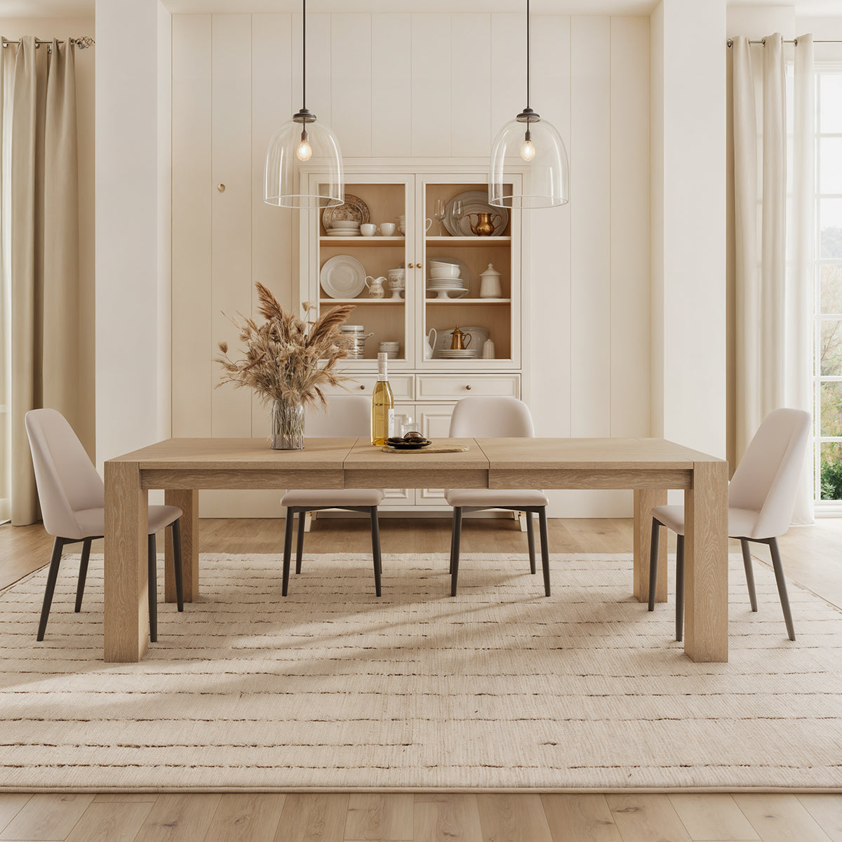 Edora, 70.9"-92.5" Extendable Kitchen Dining Table Scene Diagram