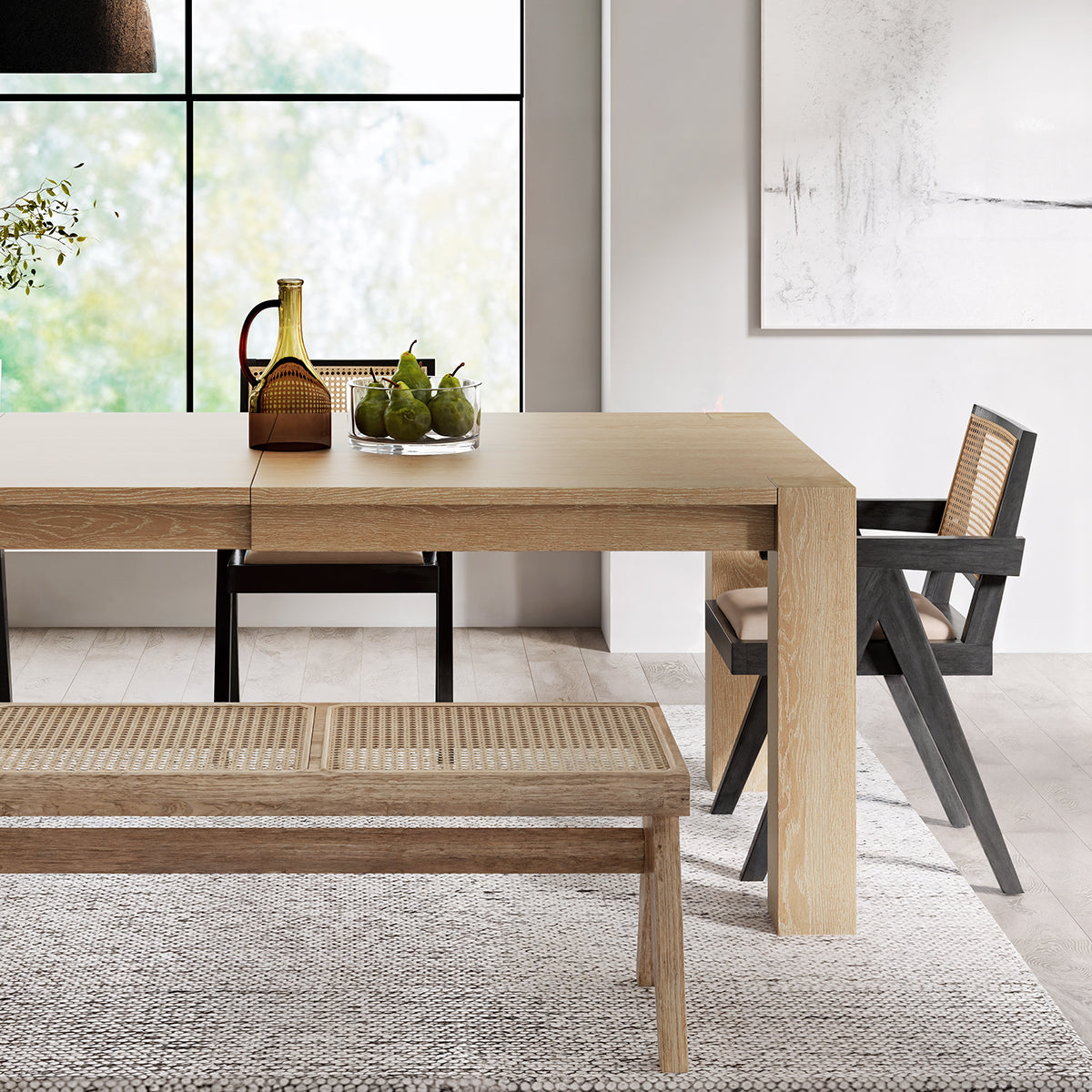 Edora, 70.9"-92.5" Extendable Kitchen Dining Table Scene Diagram