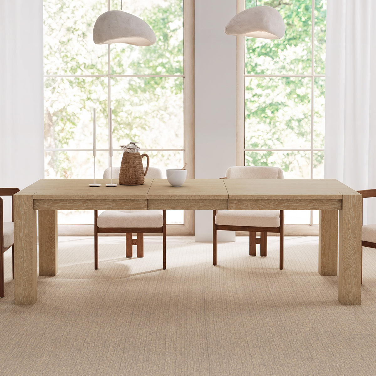 Edora, 70.9"-92.5" Extendable Kitchen Dining Table Scene Diagram