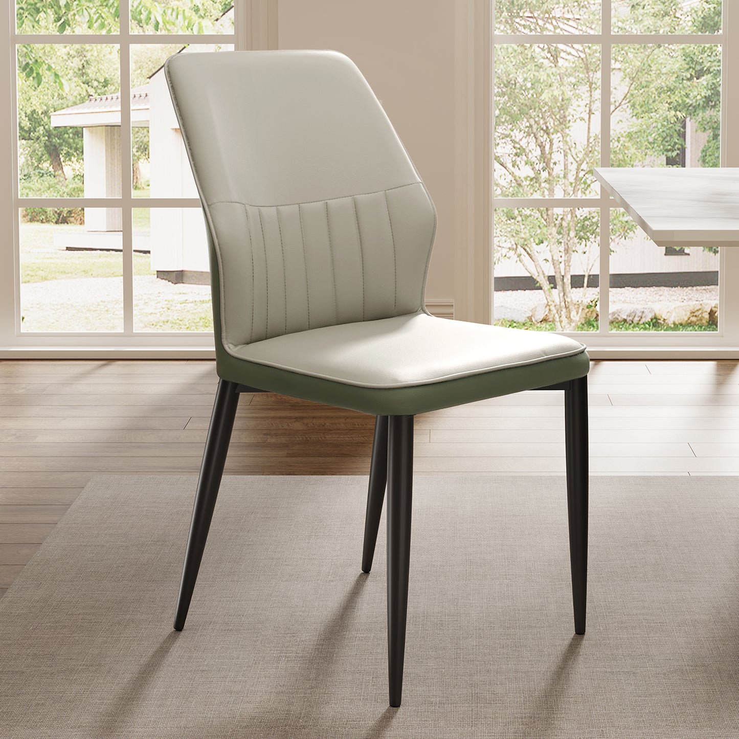 Ember, Upholstered Dining Side Chair Set of 2, Gray & Bottle Green View