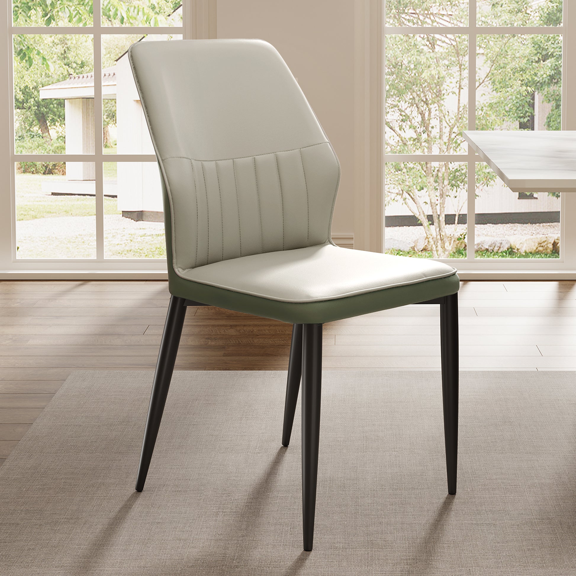 Ember, Upholstered Dining Side Chair Set of 2, Gray & Bottle Green View