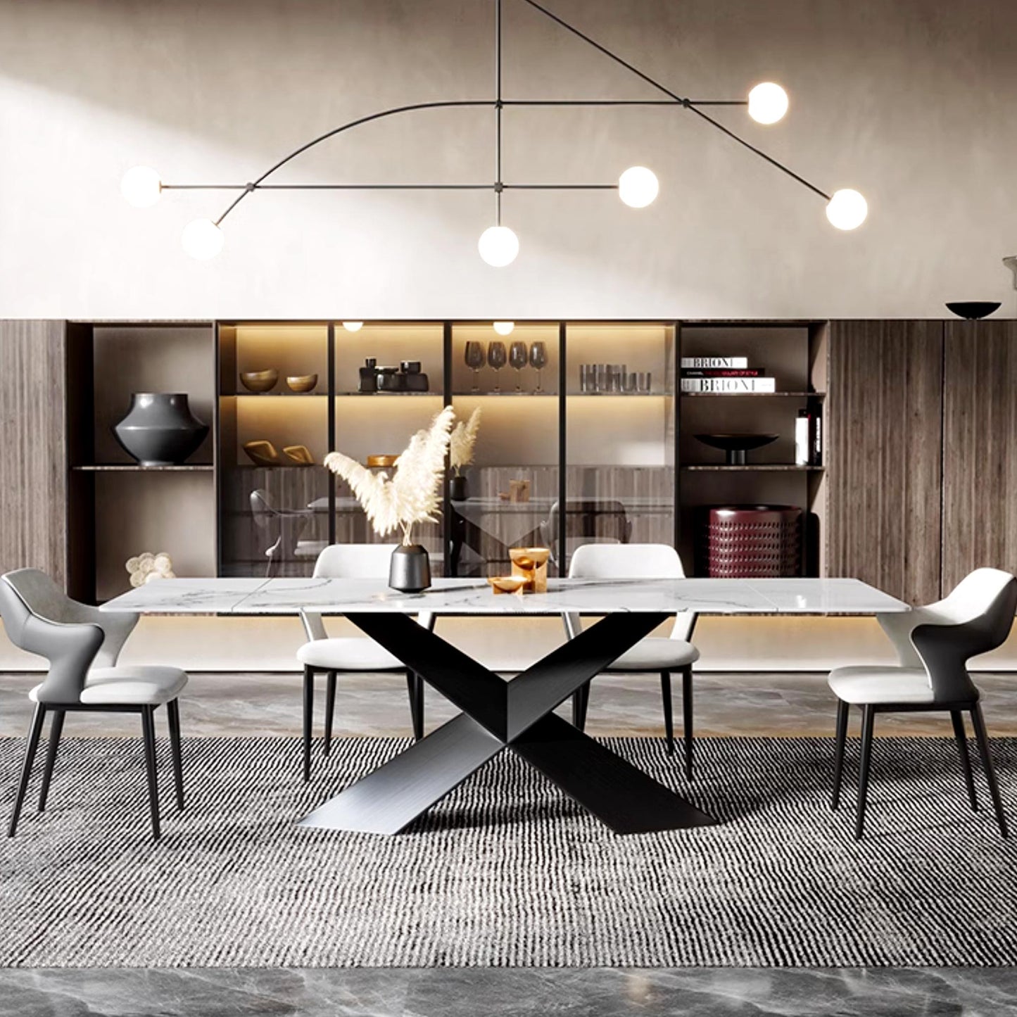 Evelyn, 70"-102" Extendable Kitchen Dining Table with Slate, White_Scene Diagram