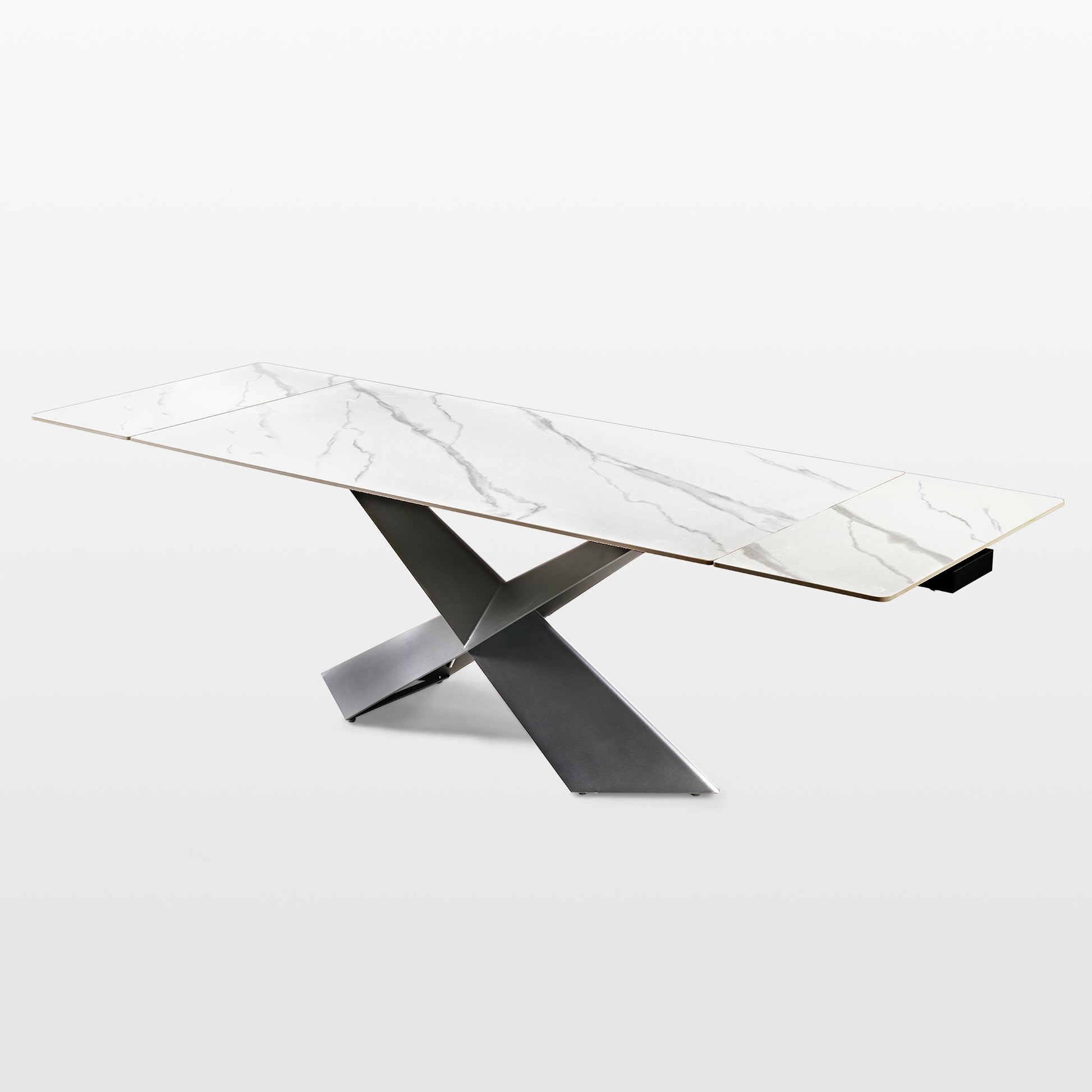 Evelyn, 70"-102" Extendable Kitchen Dining Table with Slate, White_White Background Image