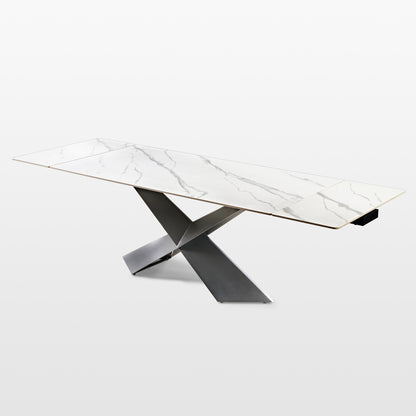 Evelyn, 70"-102" Extendable Kitchen Dining Table with Slate, White_White Background Image