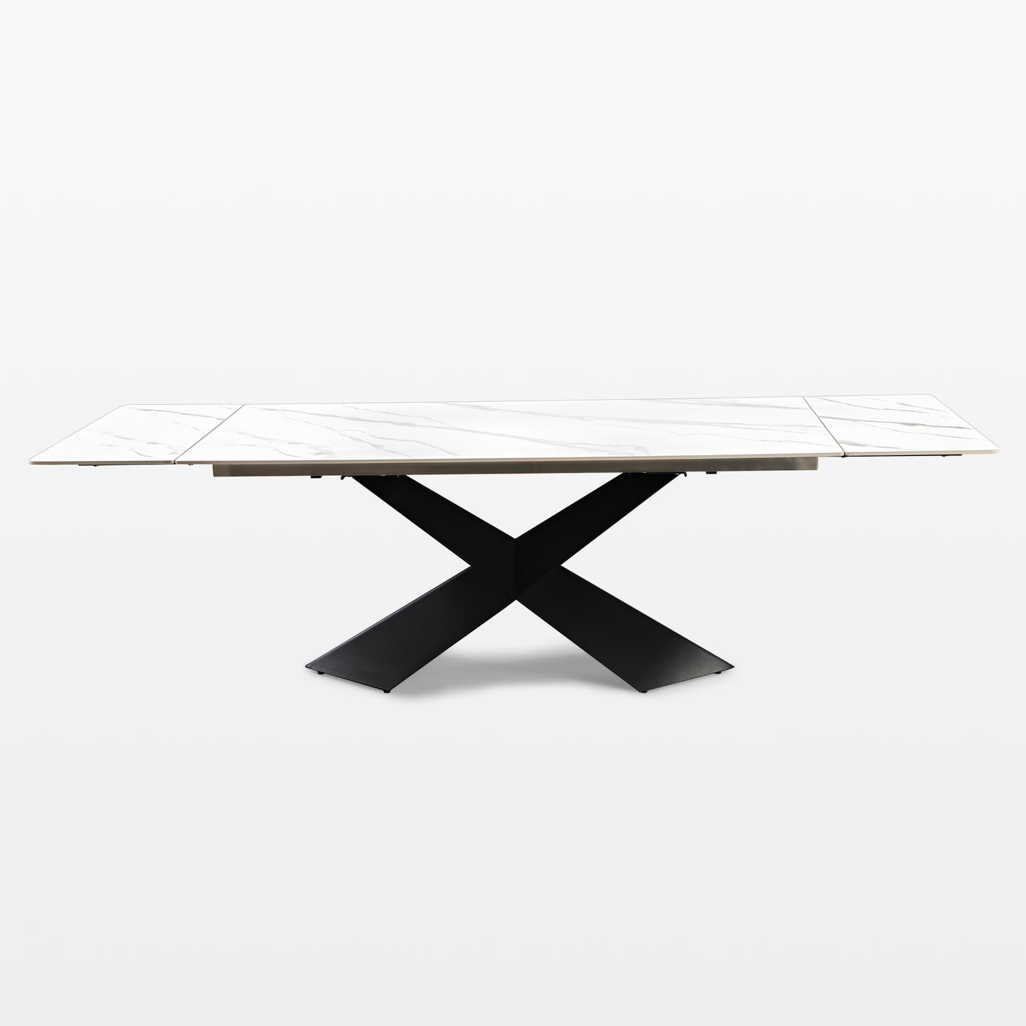 Evelyn, 70"-102" Extendable Kitchen Dining Table with Slate, White_White Background Image