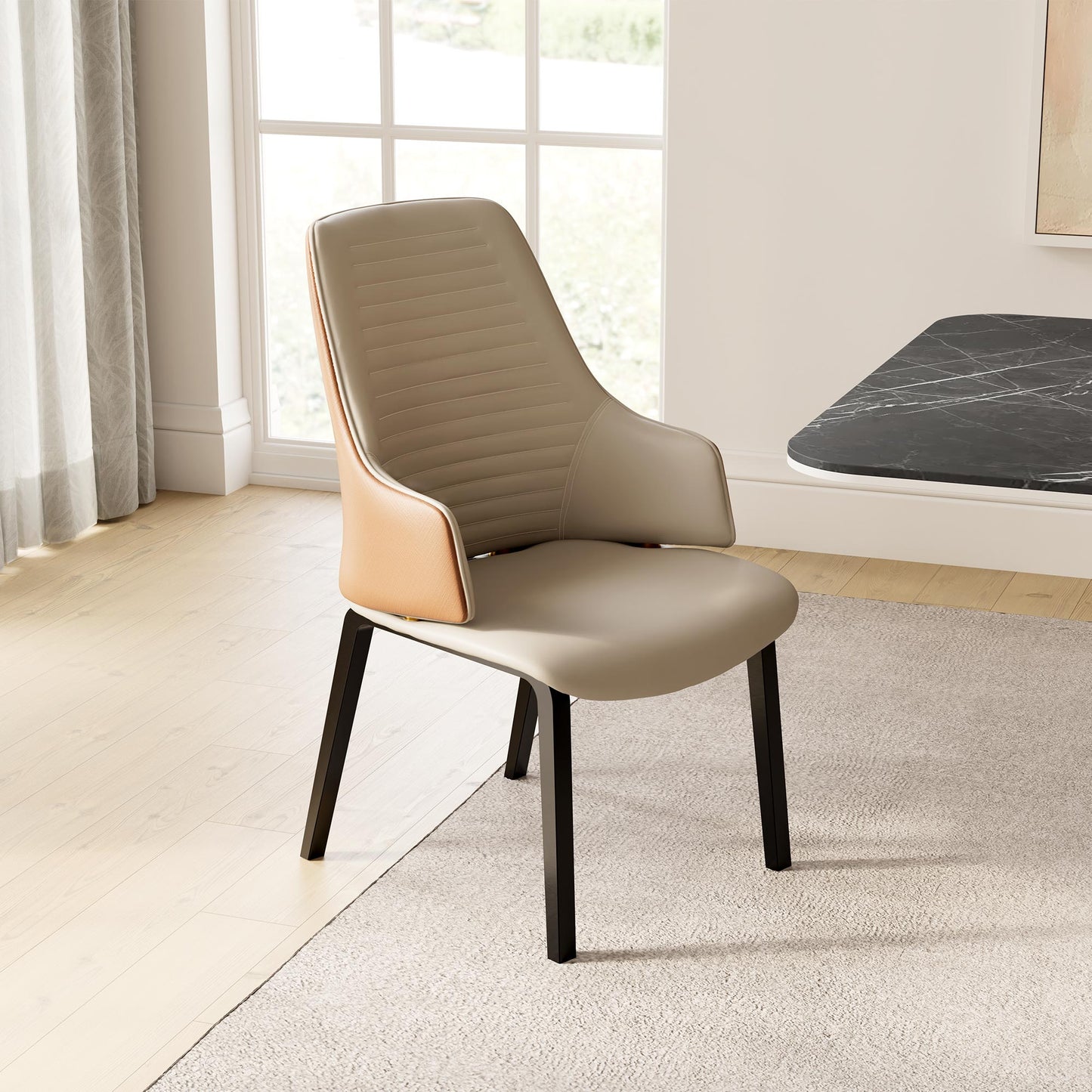 Juliet, Kitchen Dining Arm Chairs Set of 2, Brown_View