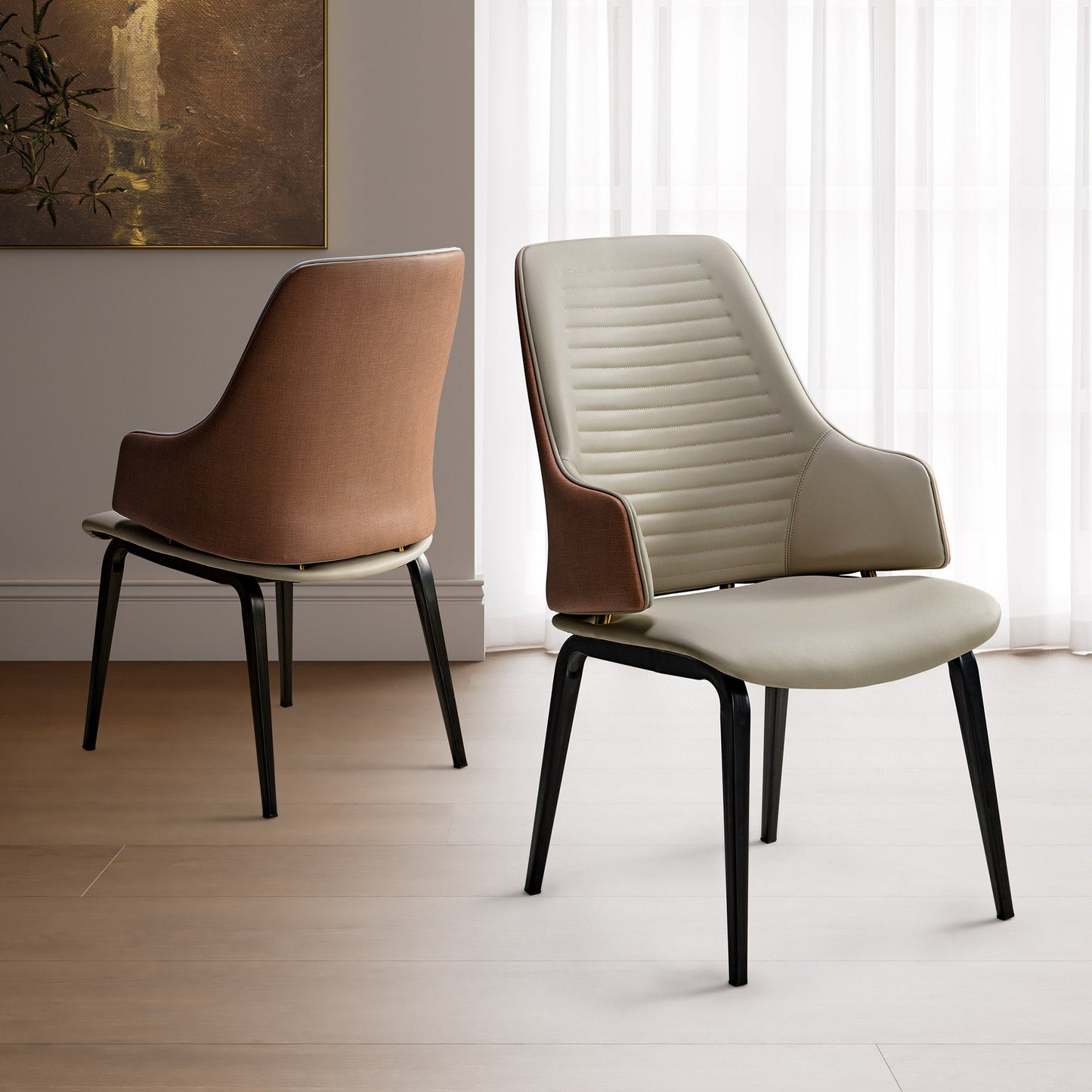 Juliet, Kitchen Dining Arm Chairs Set of 2, Brown_Scene Diagram