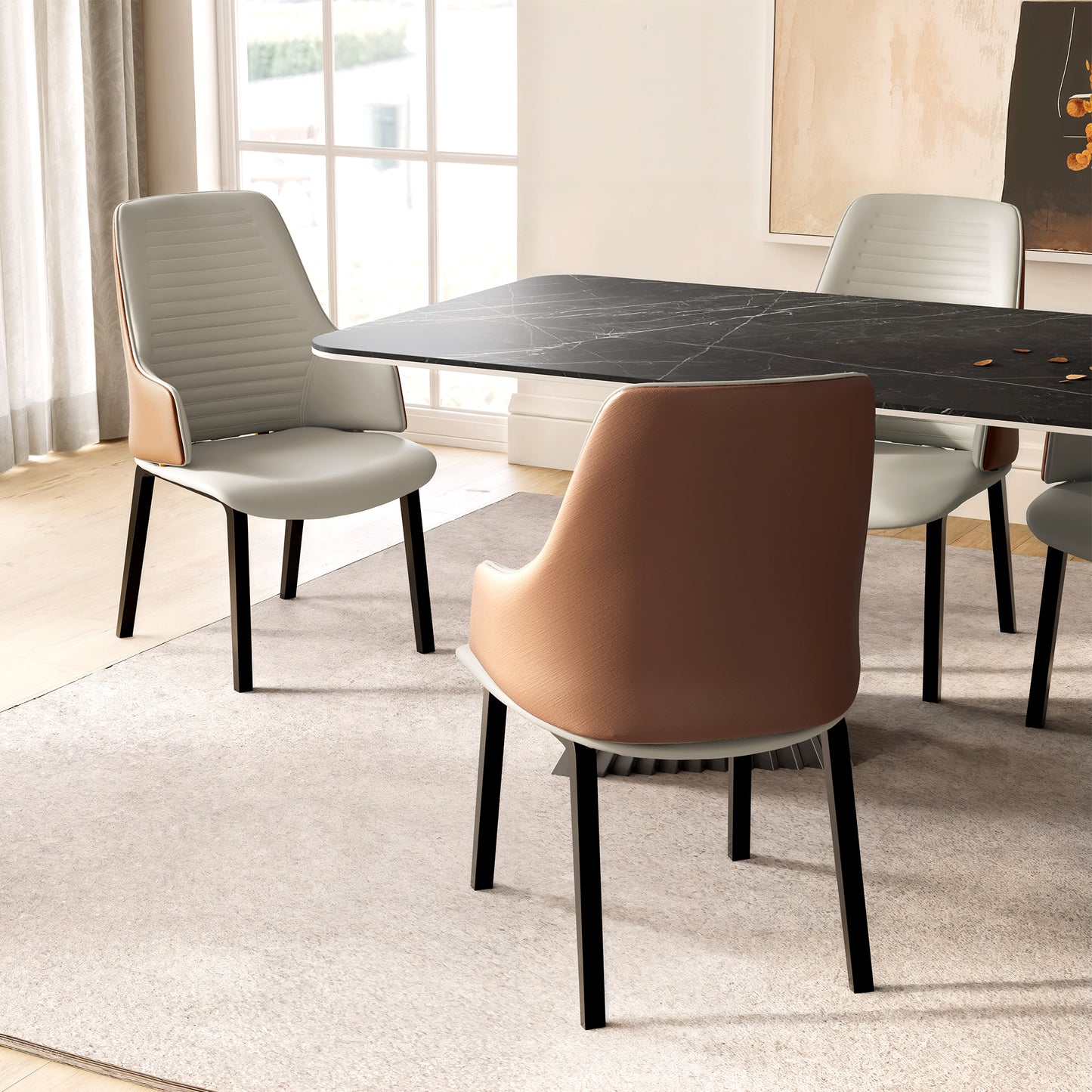 Juliet, Kitchen Dining Arm Chairs Set of 2, Brown_Scene Diagram