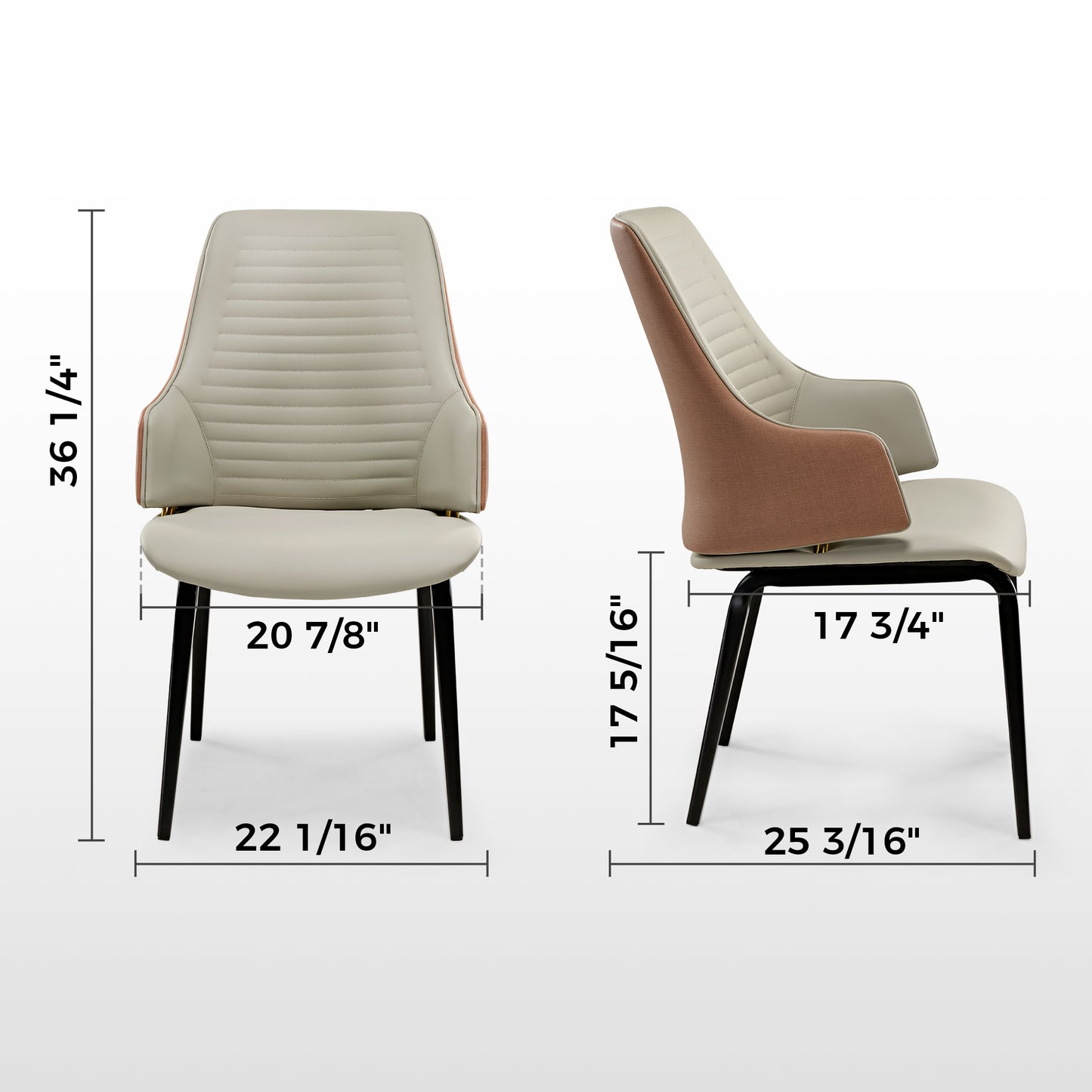 Juliet, Kitchen Dining Arm Chairs Set of 2, Brown_Dimension Drawing