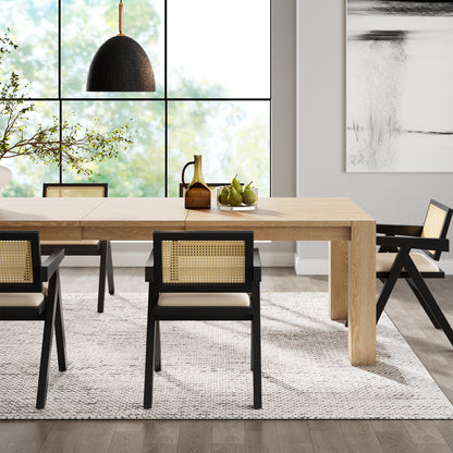 Mila Rattan Dining Chairs Set of 2, Walnut/Black Scene Diagram