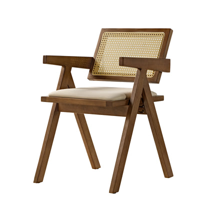 Mila Rattan Dining Chairs Set of 2, Walnut/Black White Background Image