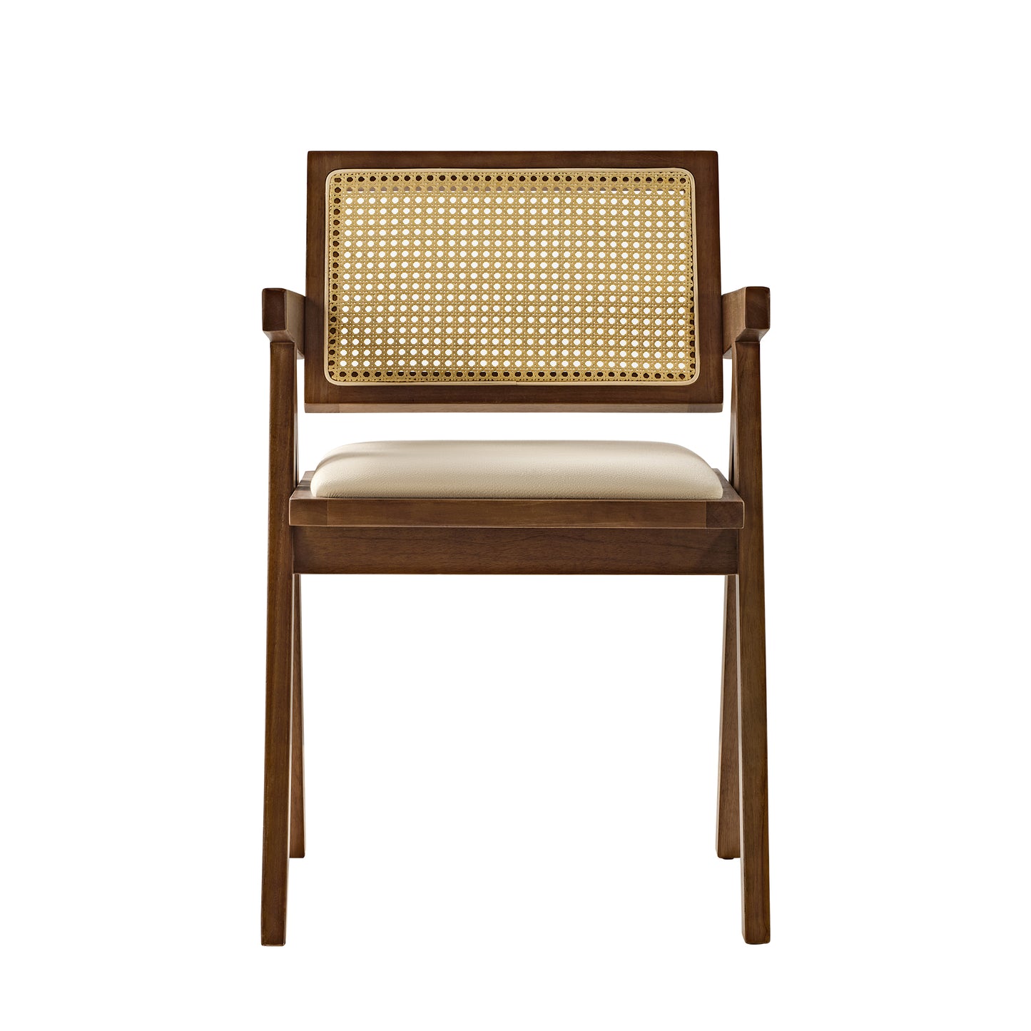 Mila Rattan Dining Chairs Set of 2, Walnut/Black White Background Image