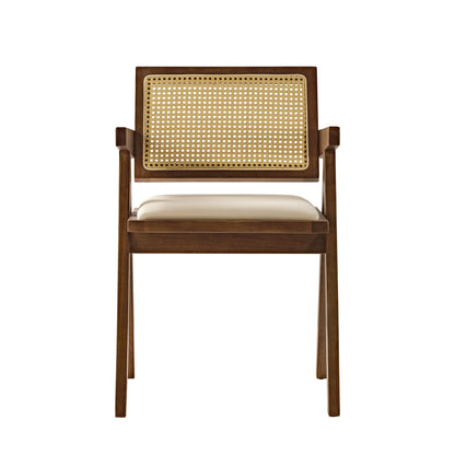 Mila Rattan Dining Chairs Set of 2, Walnut/Black White Background Image