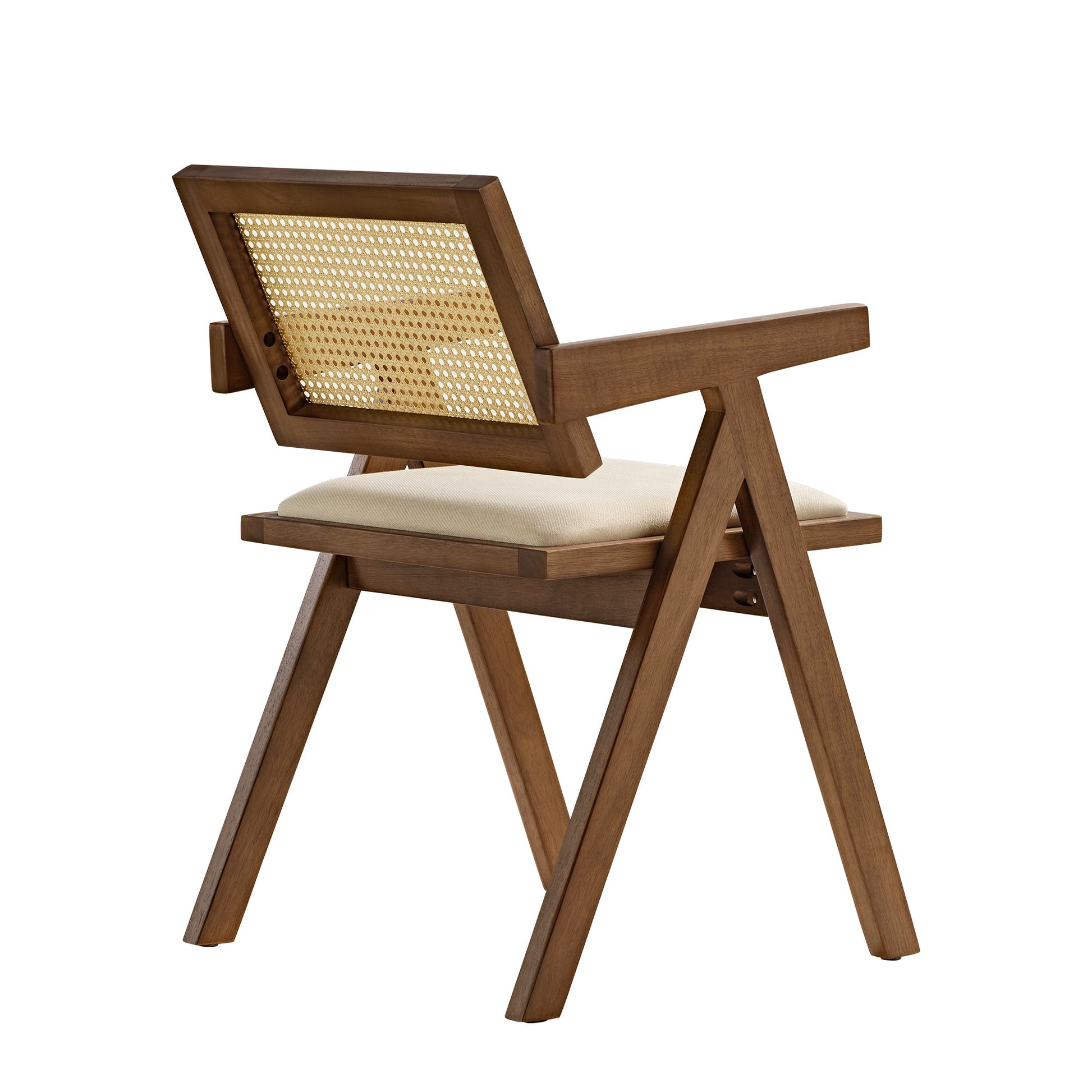 Mila Rattan Dining Chairs Set of 2, Walnut/Black White Background Image