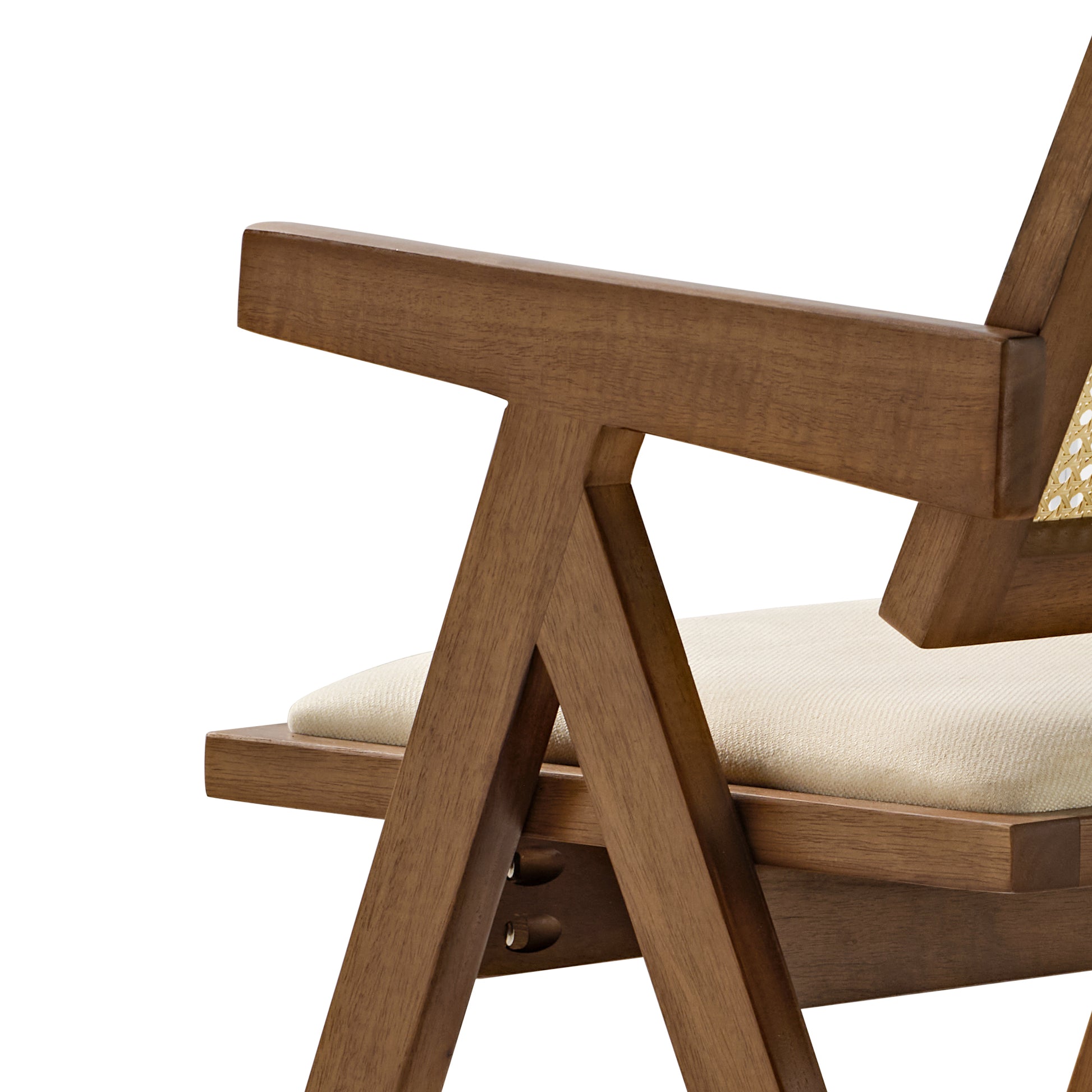 Mila Rattan Dining Chairs Set of 2, Walnut/Black Handrail Diagram