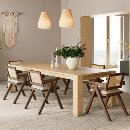 Mila Rattan Dining Chairs Set of 2, Walnut/Black Scene Diagram