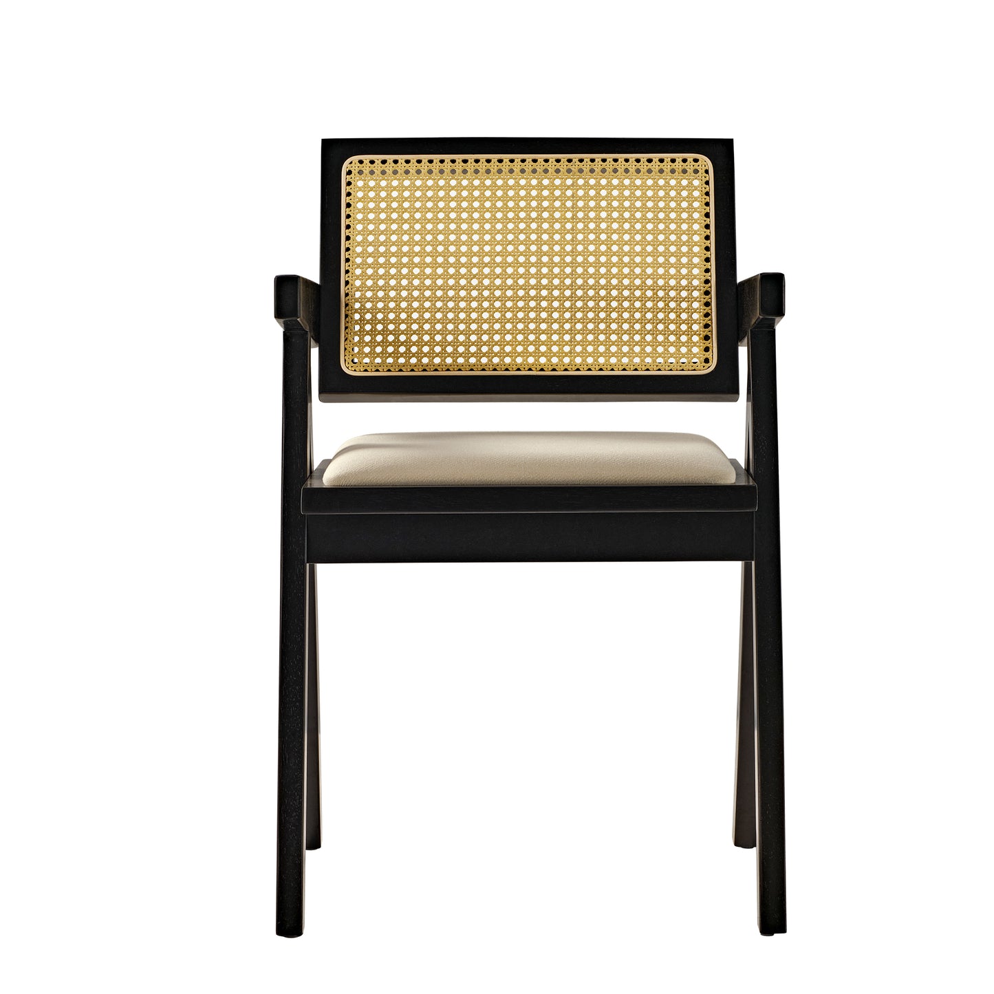 Mila Rattan Dining Chairs Set of 2, Walnut/Black White Background Image