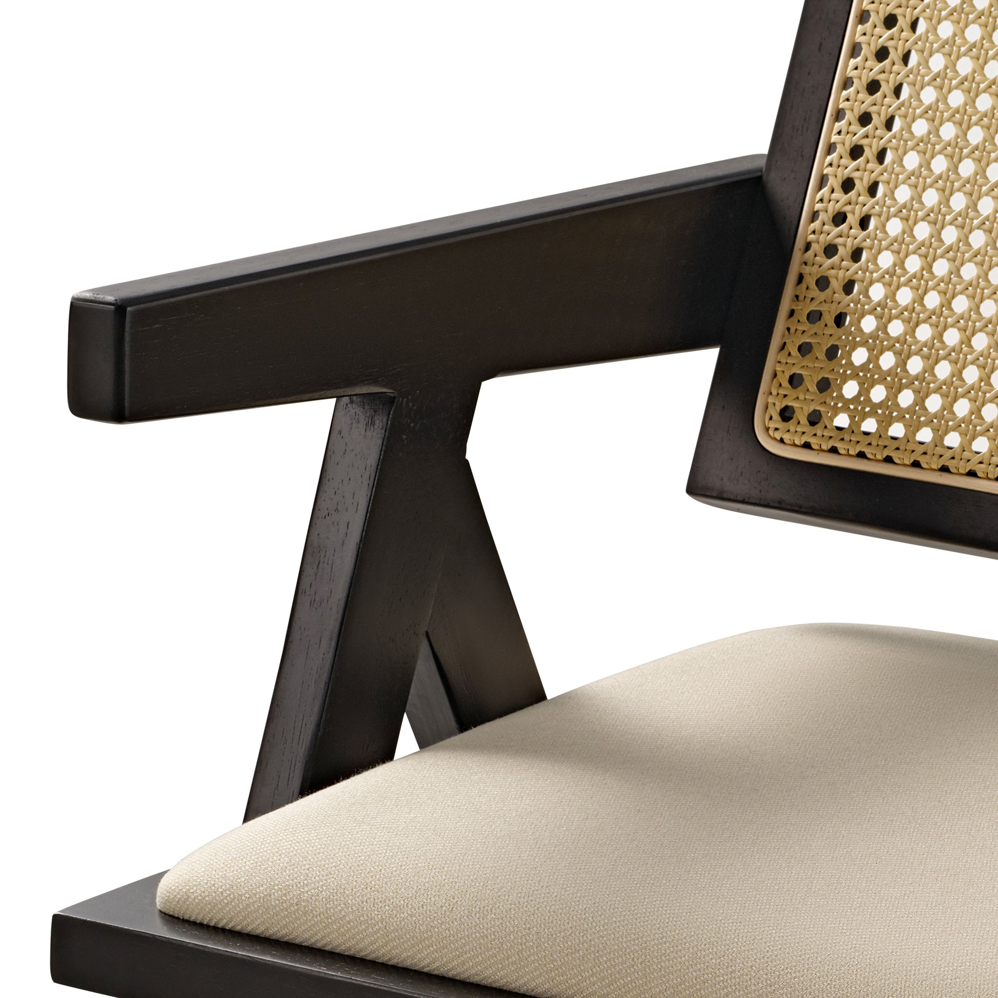 Mila Rattan Dining Chairs Set of 2, Walnut/Black Handrail Diagram