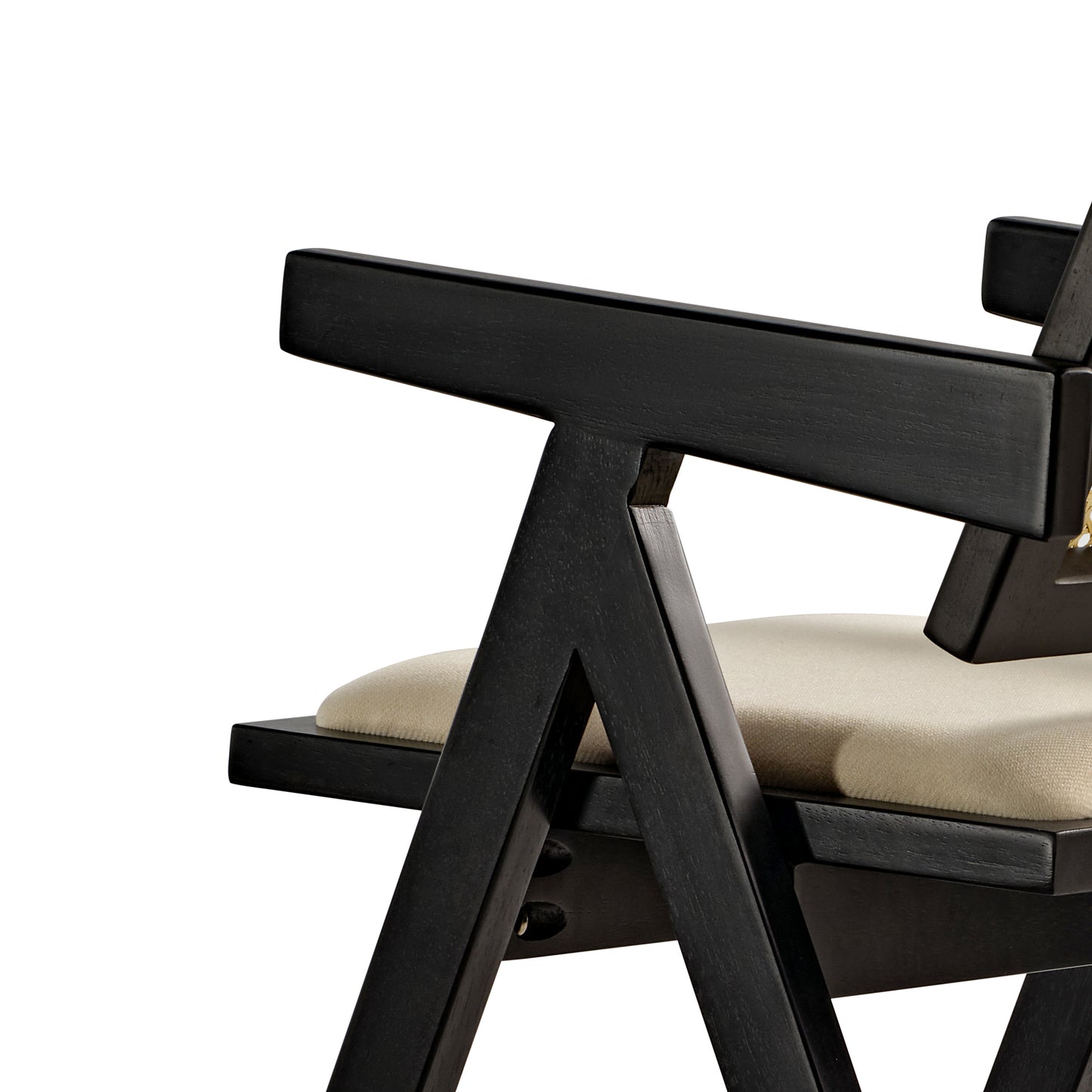 Mila Rattan Dining Chairs Set of 2, Walnut/Black Handrail Diagram