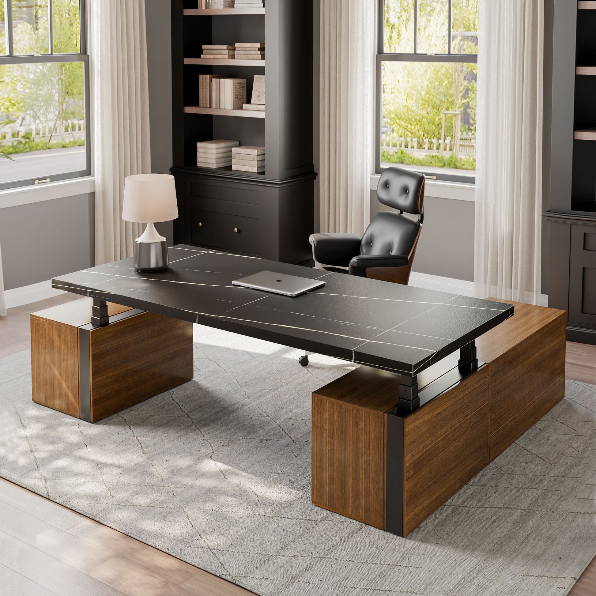 Eureka_Ergonomic_Costco_next_member_Zen_Pro_Executive_height_adjustable_Desk_86x39_With_Cabinets