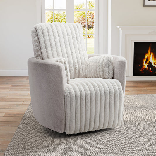 Eureka Ergonomic Lucia Swivel Rocking Manual Recliner, White