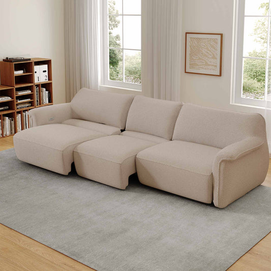 Eureka Ergonomic Power Bed Sleeper Slider Adjustable Morden Sofa in living room,3 seater,Beige