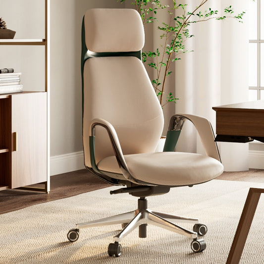 Eureka Ergonomic best high end genuine leather executive office chair, Off-White SERENE
