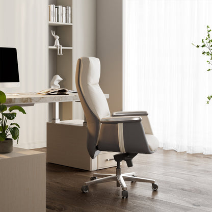 Eureka Ergonomic morden leather beautiful executive office chair, Beige Gray