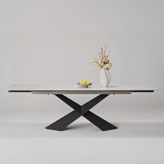 Evelyn, 70"-102" Extendable Kitchen Dining Table with Slate, White Video