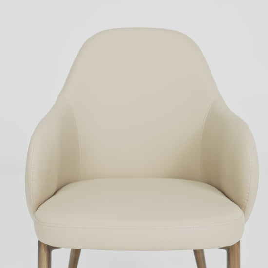 Acalay, Upholstered Dining Arm Chairs Set of 2, Beige Video